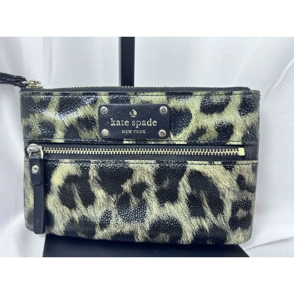 Kate Spade Leopard Wristlet Nylon‎ Pouch Strap